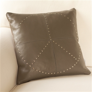 Bedroom | Scatter Cushions | Leather Cushion - Studded Leather - Peace