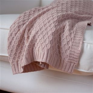 Kitchen & Dining | Soft Furnishings | Powder Pink Knitted Throw