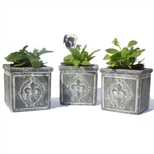 Bath & Beauty | Vases and Planters | Fleur-de-Lis Flower Pots - 3 Small