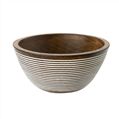 Mango Wood Serving Bowl With White Stripes
