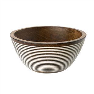 Gifts | For the Hostess | Mango Wood Serving Bowl With White Stripes