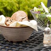 Mango Wood Serving Bowl With White Stripes