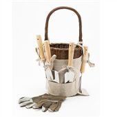 Wicker Basket With Gardening Tools