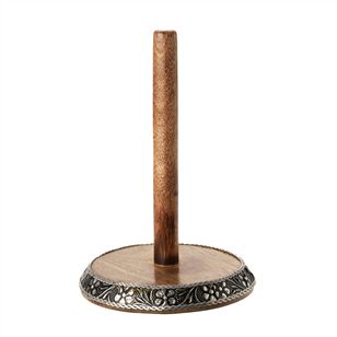 Kitchen & Dining | Tableware | Mango Wood Kitchen Roll Holder With Silver Trim