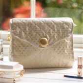 Quilted Cream Wash Bag With Gold dots
