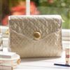 Kitchen & Dining | Bathroom | Quilted Cream Wash Bag With Gold dots