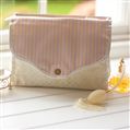 Quilted Cream Wash Bag With Gold dots