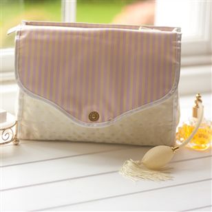 Kitchen & Dining | Bathroom | Quilted Cream Wash Bag With Gold dots