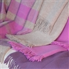 Living Room | Sofa Throws & Blankets | Check Wool Throw In Mauve And Lollypop Pink