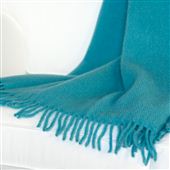 Luxury Turquoise Wool Throw With Fringing
