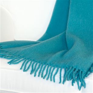 Living Room | Sofa Throws & Blankets | Luxury Turquoise Wool Throw With Fringing
