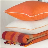 Red/Orange Linen Cushion Covers With Piping