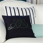 Navy Cushion With Metallic Monogram Motif 