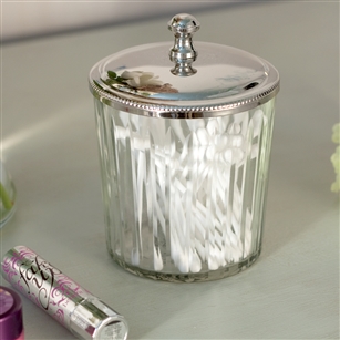Bath & Beauty | Countertop Accessories | Clear Glass Storage Jar With Silver Or Gold Lid