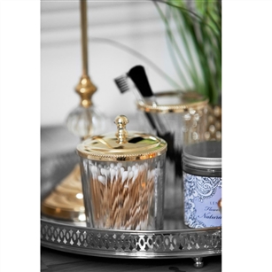 Bath & Beauty | Countertop Accessories | Clear Glass Storage Jar With Silver Or Gold Lid