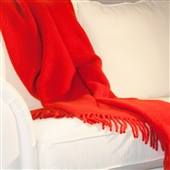 Luxury Red Wool Throw With Fringing