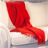 Living Room | Sofa Throws & Blankets | Luxury Red Wool Throw With Fringing