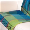 Bedroom | Throw Blankets | Check Wool Throw in Turquoise & Lime Green