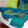 Bedroom | Throw Blankets | Check Wool Throw in Turquoise & Lime Green