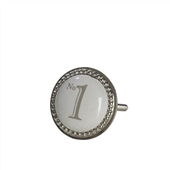 Number One Silver & Ceramic Door Knob