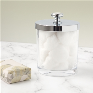 Bath & Beauty | Countertop Accessories | Glass Storage Jar With Silver Lid
