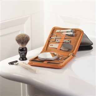 Bath & Beauty | Countertop Accessories | Men's Leather Manicure Set