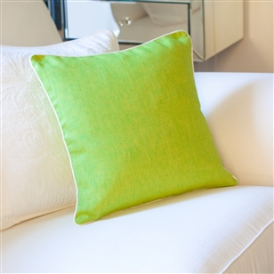 Bedroom | Scatter Cushions | Lime Green Cushion Cover With White Piping