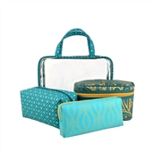 4pc Make Up And Cosmetic Case Gift Set In Teal