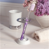 White & Chrome Toothbrush Holder Stand