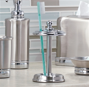 Bath & Beauty | Countertop Accessories | Chrome Toothbrush Holder Stand